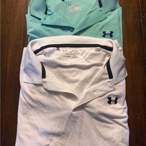 Under Armour White and Mint Polo Shirts